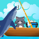 Cat fisherman. Catch a shark!